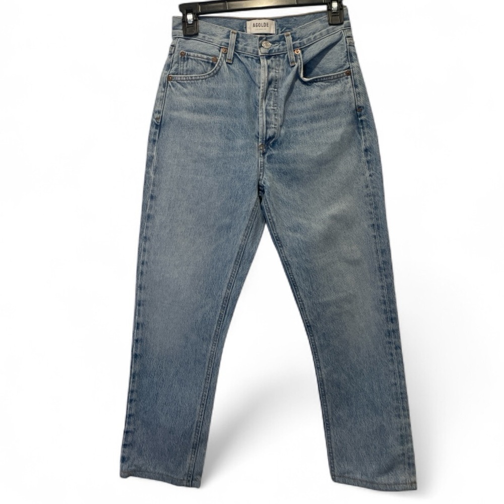 Agolde Riley  High Rise Light Blue Straight Jeans crop size 24